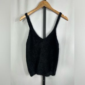 Current Air Black Fuzzy Cropped Tank Size M